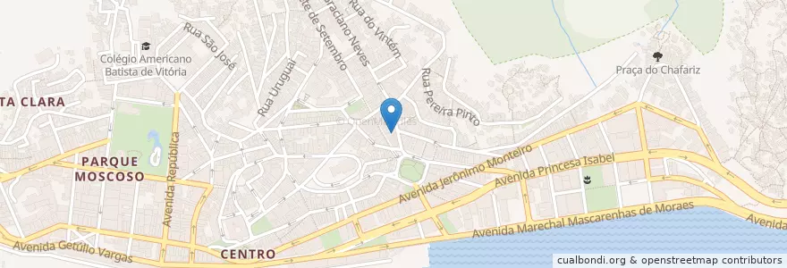 Mapa de ubicacion de Restaurante Villa Augusta en برزیل, منطقه جنوب شرقی برزیل, اسپیریتو سانتو, Região Geográfica Intermediária De Vitória, ویتوریا, Região Metropolitana Da Grande Vitória, Microrregião Vitória.