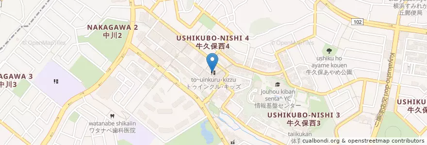 Mapa de ubicacion de トゥインクル･キッズ en ژاپن, 神奈川県, 横浜市, 都筑区.