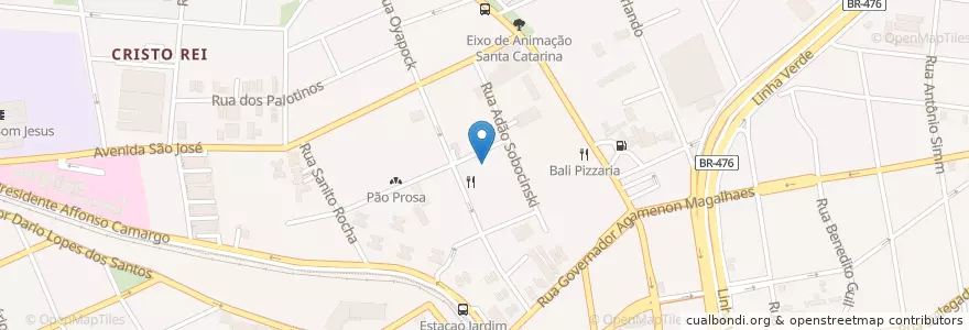 Mapa de ubicacion de Bruno's Lava car e Estacionamento en ブラジル, 南部地域, パラナ, Região Geográfica Intermediária De Curitiba, Região Metropolitana De Curitiba, Microrregião De Curitiba, クリチバ.