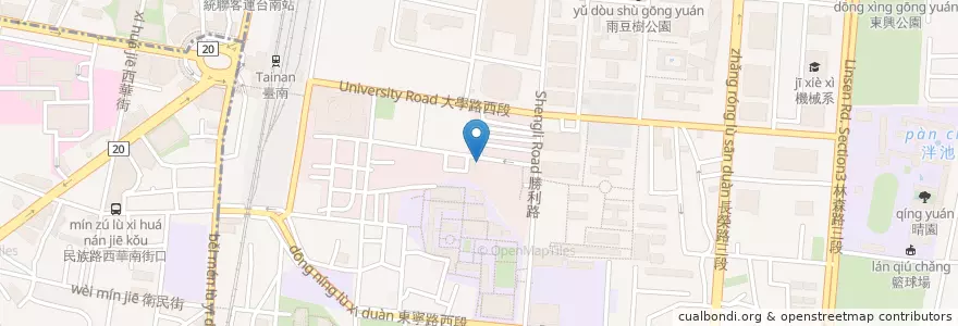Mapa de ubicacion de 大夯牛排 en Taiwan, Tainan, 東區.
