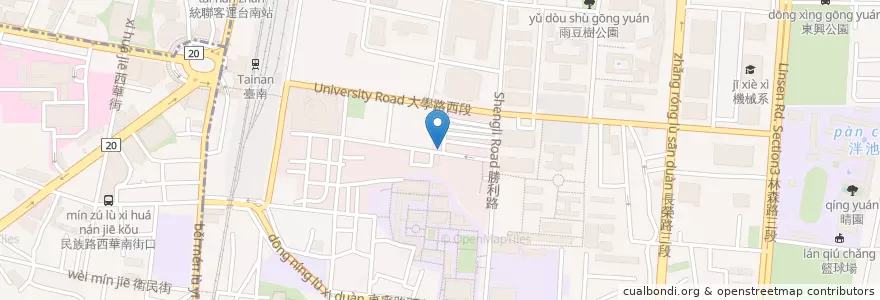 Mapa de ubicacion de 二派克雞排 en Tayvan, 臺南市, 東區.