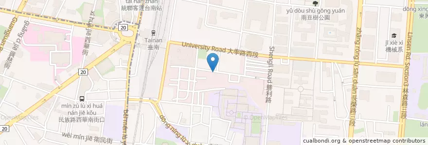 Mapa de ubicacion de 牛伯麵店 en تايوان, تاينان, 東區.