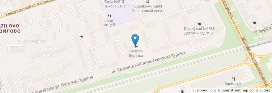 Mapa de ubicacion de Берёзка en Россия, Центральный Федеральный Округ, Москва, Западный Административный Округ, Район Фили-Давыдково.