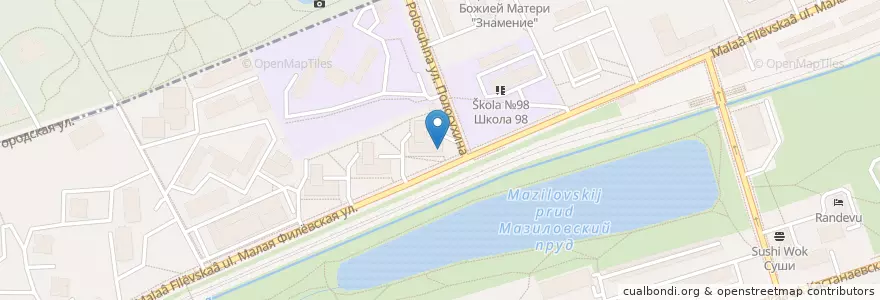 Mapa de ubicacion de Советская аптека en Rússia, Distrito Federal Central, Москва, Западный Административный Округ, Район Фили-Давыдково.