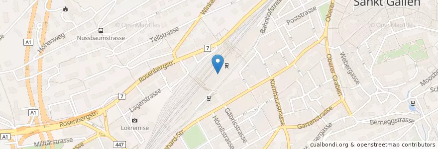 Mapa de ubicacion de Migros Restaurant en İsviçre, Sankt Gallen, Wahlkreis St. Gallen, St. Gallen.