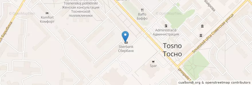 Mapa de ubicacion de Sberbank en Russia, Northwestern Federal District, Leningrad Oblast, Tusina District, Тосненское Городское Поселение.