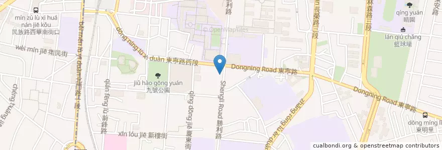 Mapa de ubicacion de 成大黑輪 en 台湾, 台南市, 東区.