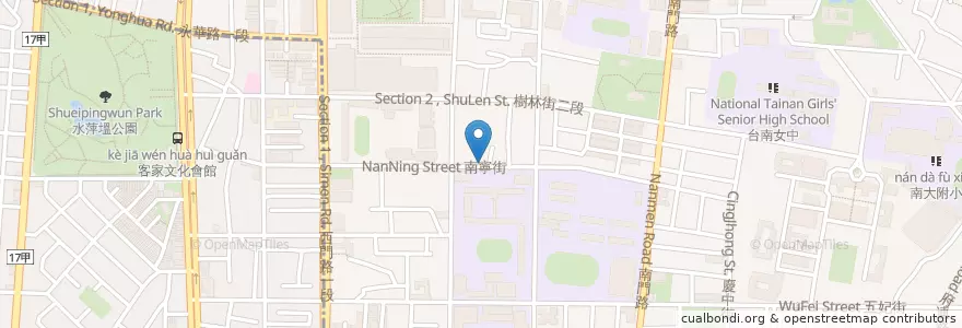 Mapa de ubicacion de 南寧自助餐 en Taiwan, Tainan, Zhongxi District, South District.