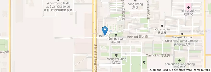 Mapa de ubicacion de 西安外国语大学（雁塔校区） en China, Shaanxi, 西安市, 雁塔区 (Yanta).