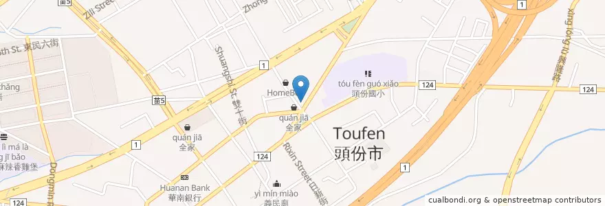 Mapa de ubicacion de 天橋小吃 en Tayvan, 臺灣省, 苗栗縣, 頭份市.