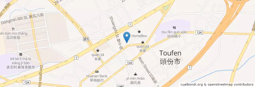 Mapa de ubicacion de 東聲電影院 en 台湾, 台湾省, 苗栗県, 頭フン市.