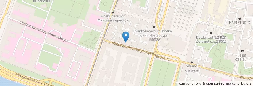 Mapa de ubicacion de KFC en Rusland, Северо-Западный Федеральный Округ, Oblast Leningrad, Sint-Petersburg, Калининский Район, Финляндский Округ.