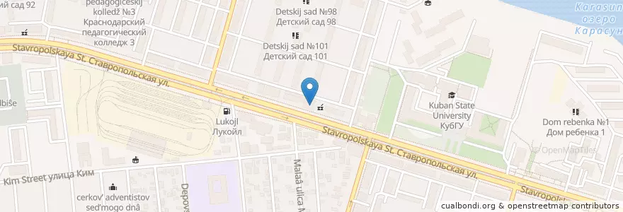 Mapa de ubicacion de Уни Пицца en 俄罗斯/俄羅斯, 南部联邦管区, 克拉斯诺达尔边疆区, Городской Округ Краснодар.