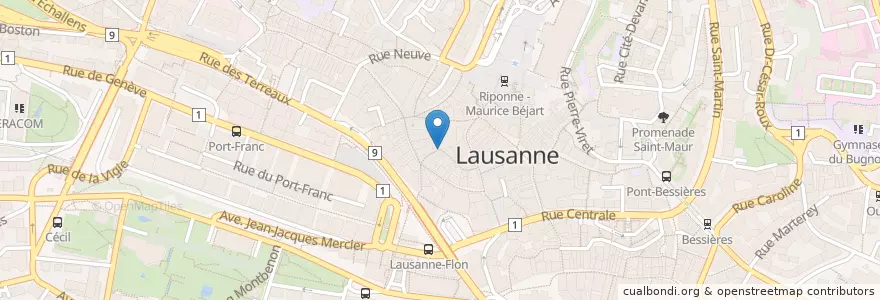 Mapa de ubicacion de Swisscom en 스위스, Vaud, District De Lausanne, 로잔.