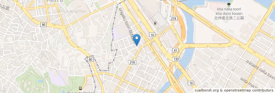 Mapa de ubicacion de 横浜銀行 en Japan, Präfektur Kanagawa, Yokohama, 西区.
