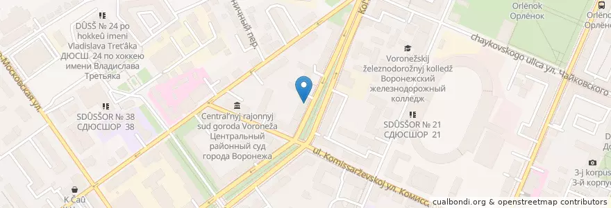 Mapa de ubicacion de Мособл банк en Rússia, Distrito Federal Central, Oblast De Voronej, Городской Округ Воронеж.