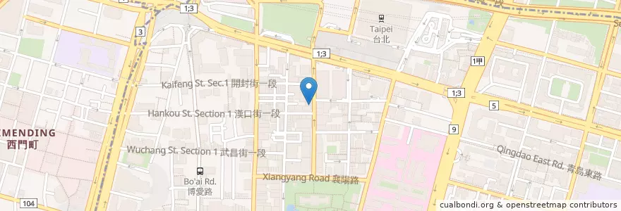 Mapa de ubicacion de 咖啡弄 en 타이완, 신베이 시, 타이베이시, 중정 구.