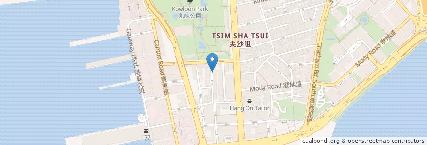 Mapa de ubicacion de 咖啡弄(尖沙咀店) en Çin, Guangdong, Hong Kong, Kowloon, Yeni Bölgeler, 油尖旺區 Yau Tsim Mong District.