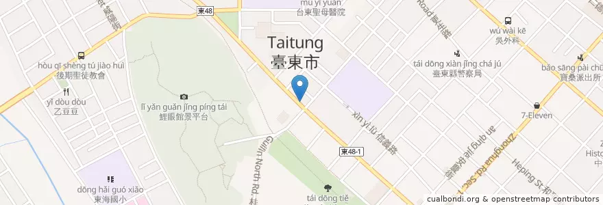 Mapa de ubicacion de 客來吃樂 en Taiwan, 臺灣省, Taitung, 臺東市.