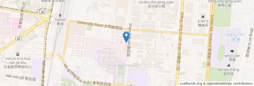 Mapa de ubicacion de 墨西哥捲餅 en 台湾, 台南市, 東区.