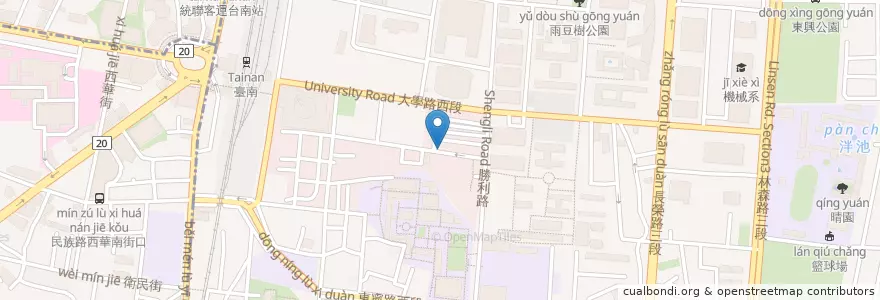 Mapa de ubicacion de 成大館 en 臺灣, 臺南市, 東區.