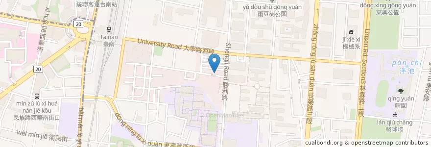Mapa de ubicacion de 九州拉麵 en 台湾, 台南市, 東区.