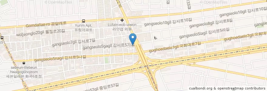 Mapa de ubicacion de 전주감자탕 뼈해장국 en 대한민국, 서울, 강서구, 화곡1동.
