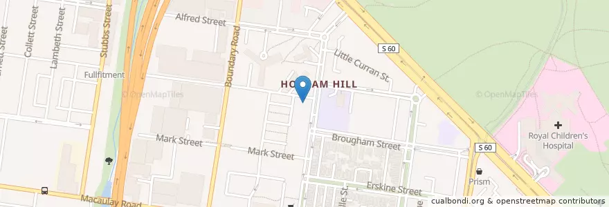 Mapa de ubicacion de Hotham Hub en 오스트레일리아, Victoria, City Of Melbourne.