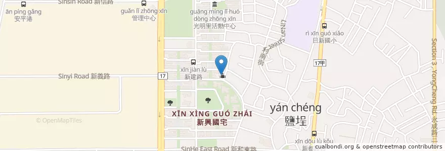 Mapa de ubicacion de 鹽埕保安宮 en 臺灣, 臺南市, 南區.
