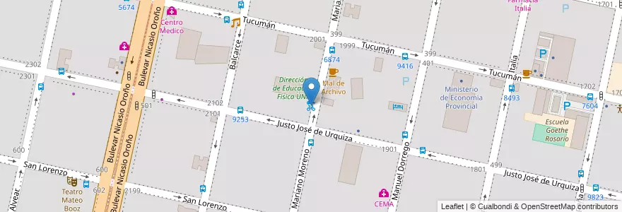 Mapa de ubicacion de 26 - Gimnasio UNR en Arjantin, Santa Fe, Departamento Rosario, Municipio De Rosario, Rosario.