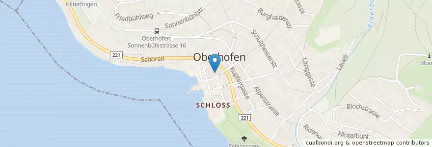 Mapa de ubicacion de Oberhofen en Svizzera, Berna, Verwaltungsregion Oberland, Verwaltungskreis Thun, Oberhofen Am Thunersee.