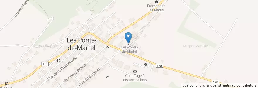 Mapa de ubicacion de Buffet de la Gare en Schweiz/Suisse/Svizzera/Svizra, Neuchâtel, District Du Locle, Les Ponts-De-Martel.