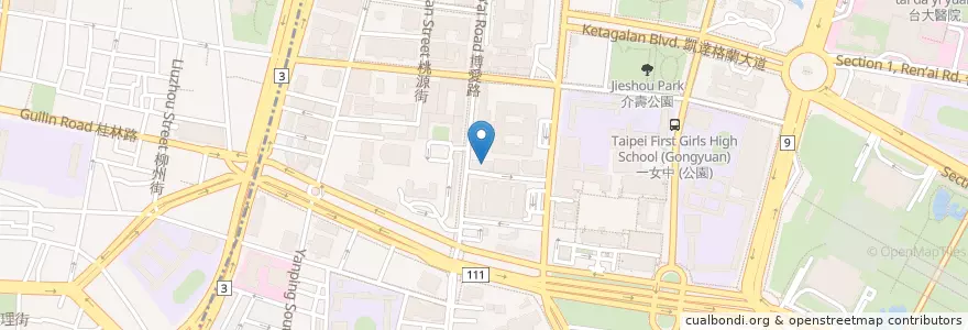 Mapa de ubicacion de 臺北地方法院臺北簡易庭 en Taiwán, Nuevo Taipéi, Taipéi, 萬華區, 中正區.