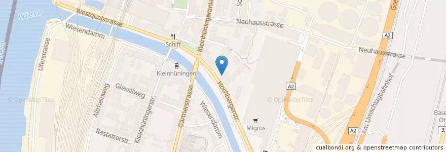 Mapa de ubicacion de Migrol Service Kleinhüningen en سويسرا, مدينة بازل, Basel.