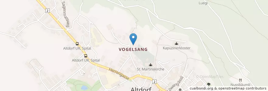 Mapa de ubicacion de Kellertheater im Vogelsang en 瑞士, Uri, Altdorf (Ur).