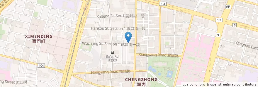 Mapa de ubicacion de 明星西點咖啡 en Тайвань, Новый Тайбэй, Тайбэй, 中正區.