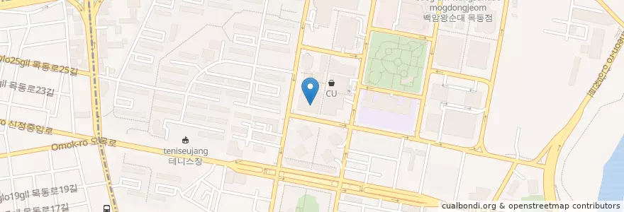 Mapa de ubicacion de KB국민은행 목동예술인센터지점 en Korea Selatan, 서울, 양천구, 목1동.
