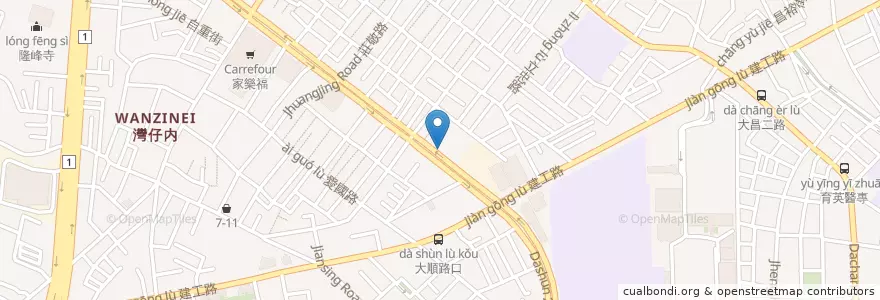 Mapa de ubicacion de 台北富邦商業銀行 en 타이완, 가오슝시, 싼민구.
