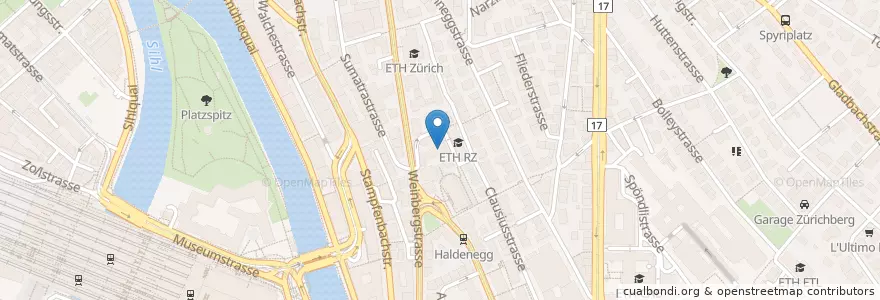Mapa de ubicacion de GESS-Bibliothek en Schweiz/Suisse/Svizzera/Svizra, Zürich, Bezirk Zürich, Zürich.