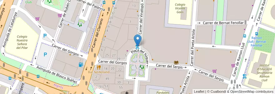 Mapa de ubicacion de 261 Plaça Xúquer - Vinalopó en スペイン, バレンシア州, València / Valencia, Comarca De València, València.