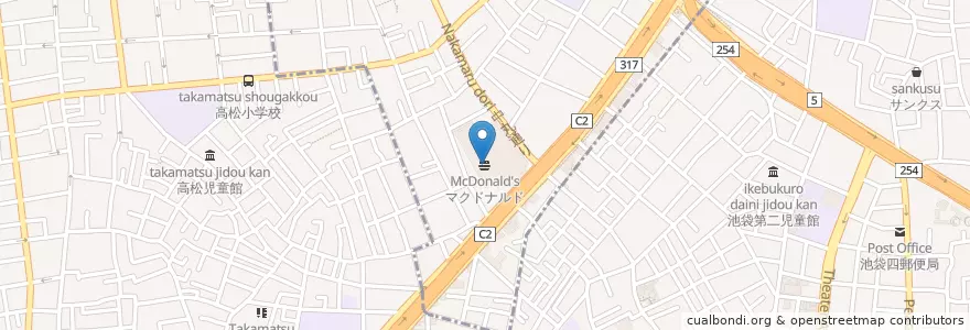 Mapa de ubicacion de マクドナルド en 日本, 東京都, 板橋区, 豊島区.