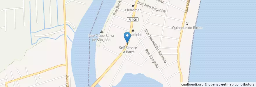 Mapa de ubicacion de Self Service La Barra en Brazilië, Regio Zuidoost, Rio De Janeiro, Região Geográfica Intermediária De Macaé-Rio Das Ostras-Cabo Frio, Região Geográfica Imediata De Cabo Frio, Cabo Frio.