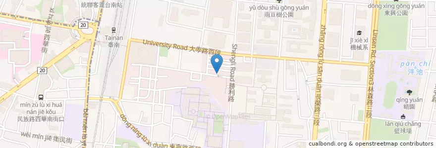 Mapa de ubicacion de 有間小館 en 台湾, 台南市, 東区.