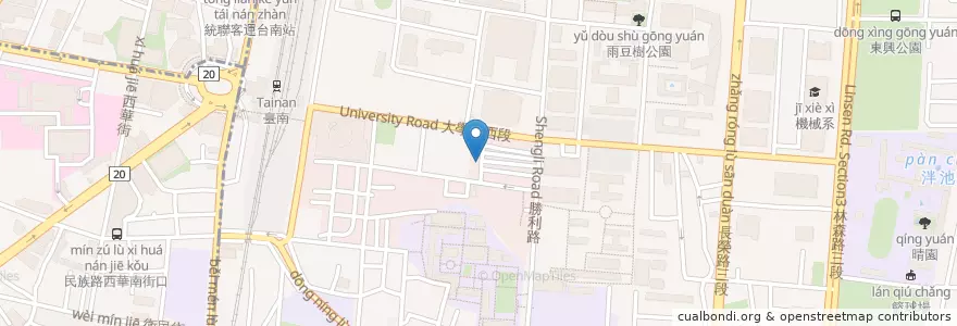 Mapa de ubicacion de 瘋 牛排洋食 en Taiwan, 臺南市, 東區.