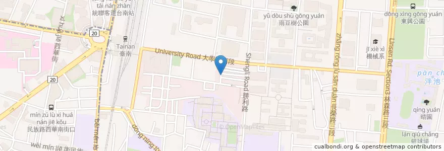 Mapa de ubicacion de 紅樓小館 en 臺灣, 臺南市, 東區.