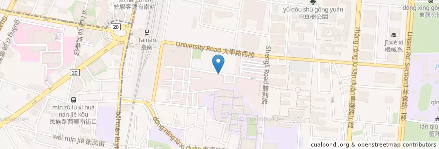 Mapa de ubicacion de 蔬菜滷味 en Taiwan, Tainan, 東區.