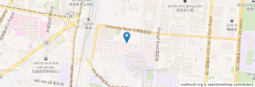 Mapa de ubicacion de 甜麵屋 en Taiwán, 臺南市, 東區.