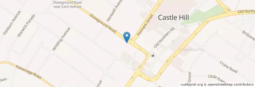 Mapa de ubicacion de Castle Hill Baptist Church en Australia, New South Wales, The Hills Shire Council, Sydney.