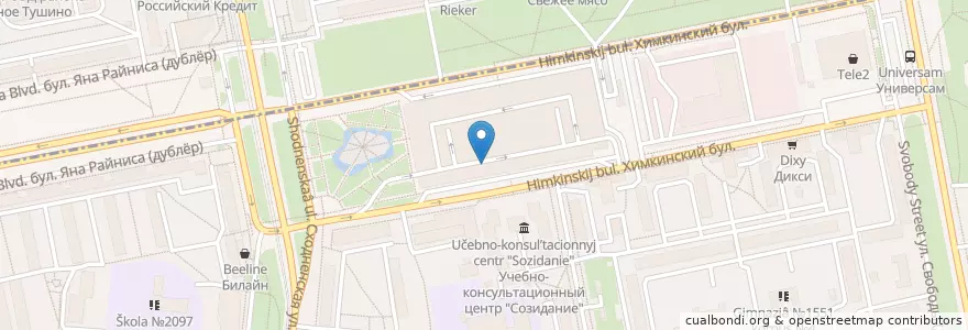 Mapa de ubicacion de KFC en Russie, District Fédéral Central, Moscou, Северо-Западный Административный Округ.