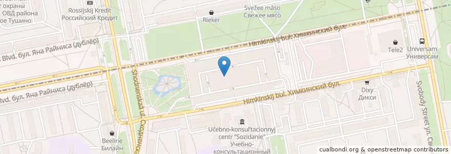 Mapa de ubicacion de Lido en Rusia, Distrito Federal Central, Москва, Северо-Западный Административный Округ.